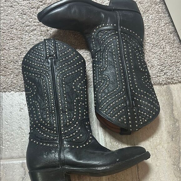Frye Black Studded Cowboy Boots - Picture 5 of 5